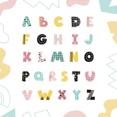  Decorative English alphabet for kids. Creative cute children font for learning letters and decoration. Scandinavian style decor © Darya