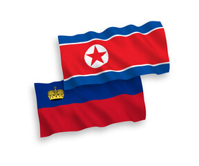 Fototapeta premium Flags of North Korea and Liechtenstein on a white background