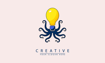 vector octopus light bulb logo