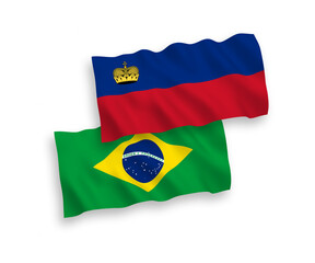 Flags of Brazil and Liechtenstein on a white background