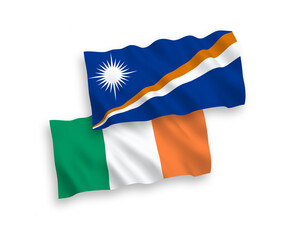 Flags of Ireland and Republic of the Marshall Islands on a white background