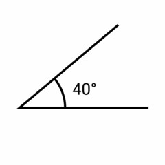 40 degree angle icon in mathematics - obrazy, fototapety, plakaty