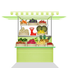 illustration of fresh fruit kiosk