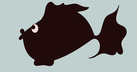 black fish silhouette blue background vector illustration