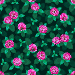 Seamless pattern design with illustrations of clover flowers - 502756603