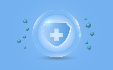 virus protection shield with blue color