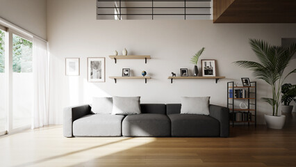 modern living room interior, 3d rendering