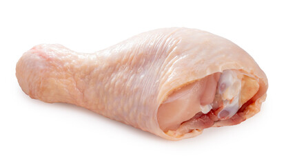 Fresh Chicken legs isolated on white background, Raw chicken drumsticks  legs on white background With clipping path.