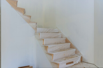 Home new construction staining with stains staircase