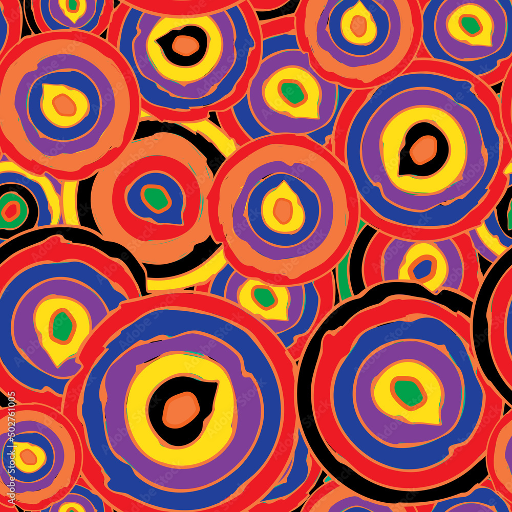 Poster abstract repeating pattern of colorful circles