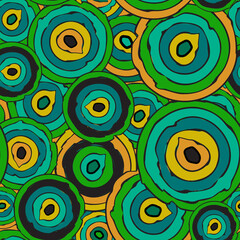 Abstract repeating pattern of colorful circles