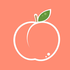 Peach vector. Peach on white background. Peach heart vector. 