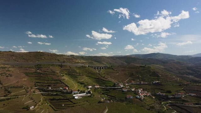 beautiful panoramic aerial images of a huge landscape in the portuguese douro valley near the city of porto