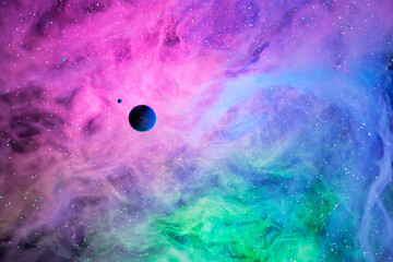 Obraz na płótnie Canvas Unknown planet from outer space. Space nebula. 3D Illustration.