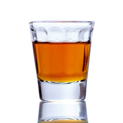 Cocktail Glass with brandy or whiskey - Small Shot. Isolated on white background