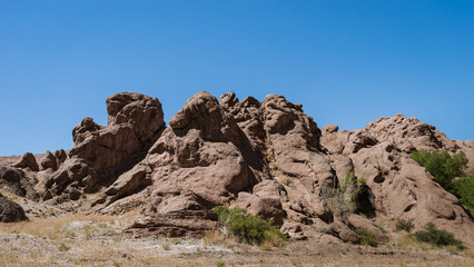 Fototapeta na wymiar Eagle stone. Desert rock formations in Argentine Patagonia
