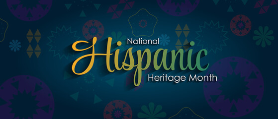 Hispanic Heritage Month. National Hispanic Heritage Month text, Papel Picado, Spanish pattern.