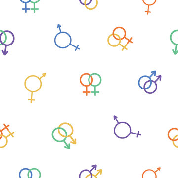 Seamless pattern gender signs. LGBT. Pride month.