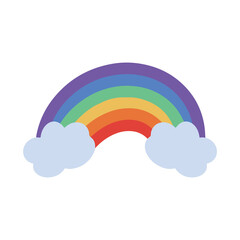 Color Rainbow With Clouds Illustration. Pride month