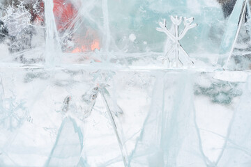 Naklejka na ściany i meble Ice texture background. Textured cold frosty surface of ice