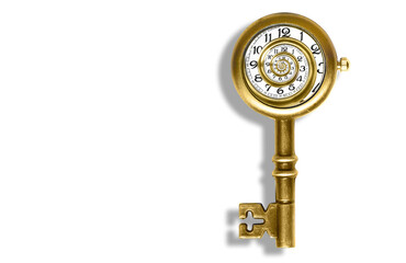 Skeleton key with a swirled watch face