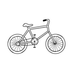 Fototapeta na wymiar Bicycle vector illustration in cute doodle style isolated on white background