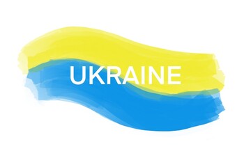 Ukrainian flag, blue brush isolated, support Ukraine 