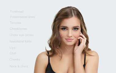 Fototapeta premium dermal filler treatments .Hyaluronic acid injections for specific areas.Correct wrinkles.