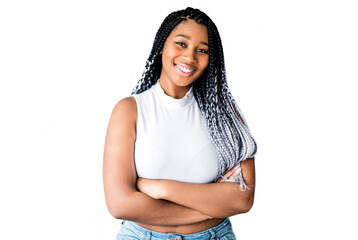 young pretty african-american girl posing on white background