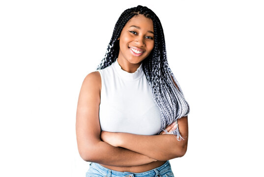 young pretty african-american girl posing on white background