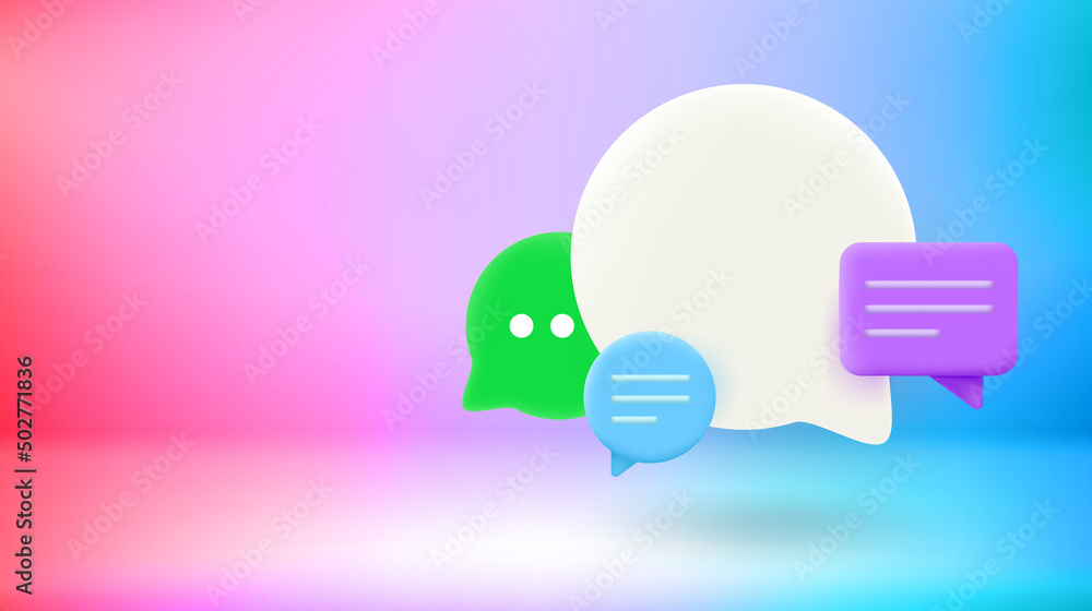 Aufkleber chatting clouds. vector 3d banner with copy space