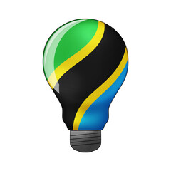Light bulb in colors of national flag. Energy production, crisis concept. Tanzania