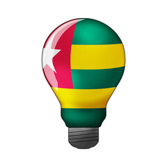 Light bulb in colors of national flag. Energy production, crisis concept. Togo
