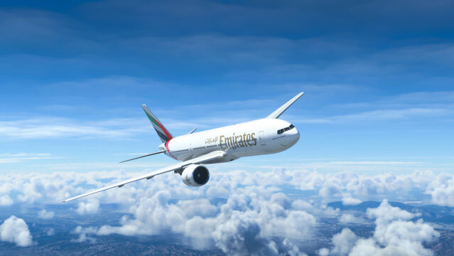 Boeing 777 Emirates flying, 5 May, 2022, Sao Paulo, Brazil