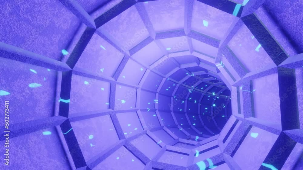 Aufkleber beautiful abstract swirl tunnel with aqua-blue neon light. 3d render illustration. loop