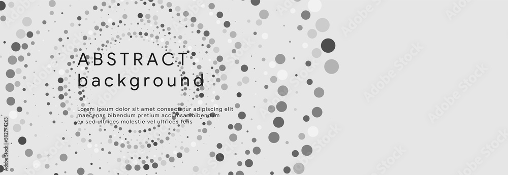 Poster abstract white minimal background with gray halftone circle frame vector business long banner templa