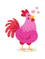 Cartoon roaster in love. Vector illustration