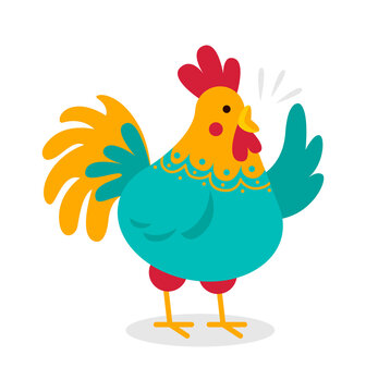Cartoon rooster screaming. Vector illustration