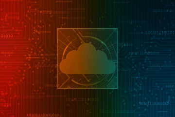 Fototapeta premium 2d illustration of Cloud computing, Digital Cloud computing Concept background. Cyber technology, internet data storage, database and data server concept