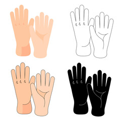 Hands in vector, beige, black, contours, collection