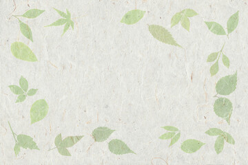 新緑の葉っぱを漉き込んだ、白い手漉き和紙