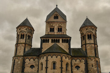 Fototapeta na wymiar The front view of the Benedictine monastery Maria Laach