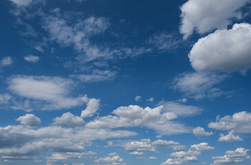 Blue sky background with white clouds. 