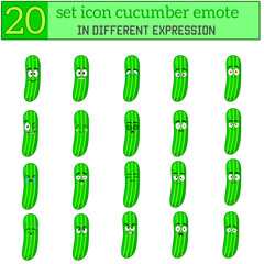 Illustration vector graphic of set cartoon emoji cucumber different expression