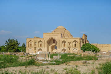 Khanqah of Abdulaziz Khan, a medieval building for pilgrims. This is part of the Bahoutdin Architectural Complex, Bukhara, Uzbekistan - obrazy, fototapety, plakaty