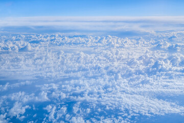 Panorama of an endless landscape of clouds. View from above