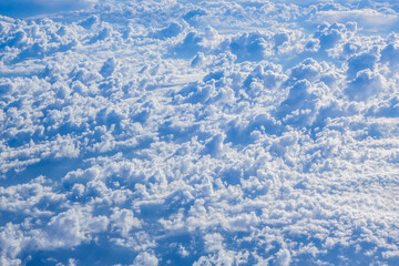 Scenic view of an endless landscape of clouds. View from above