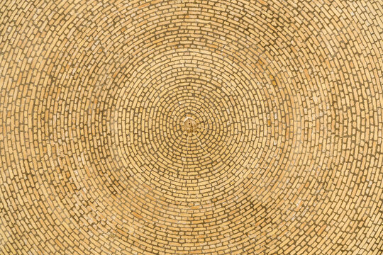 Traditional brick laying of the ceiling of one of the domes in the Muslim mausoleum. Shot in Bahoutdin Nakshband Architectural Complex, Bukhara, Uzbekistan