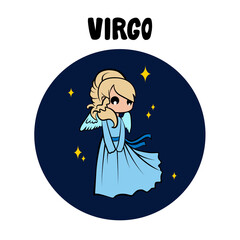 Virgo zodiac sign on white background. Horoscope sign in twelve zodiac. Vector illustration.