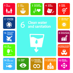 Sustainable Development Goals, Agenda 2030. Clean Water and Sanitation - Goal 6. Isolated icons. Vector illustration EPS 10